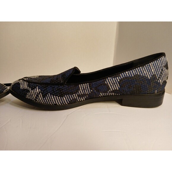 Sole Society 7.5 Winslow Navy Stripe Floral Jacquard Embroidery Loafer Pointed - Picture 5 of 16